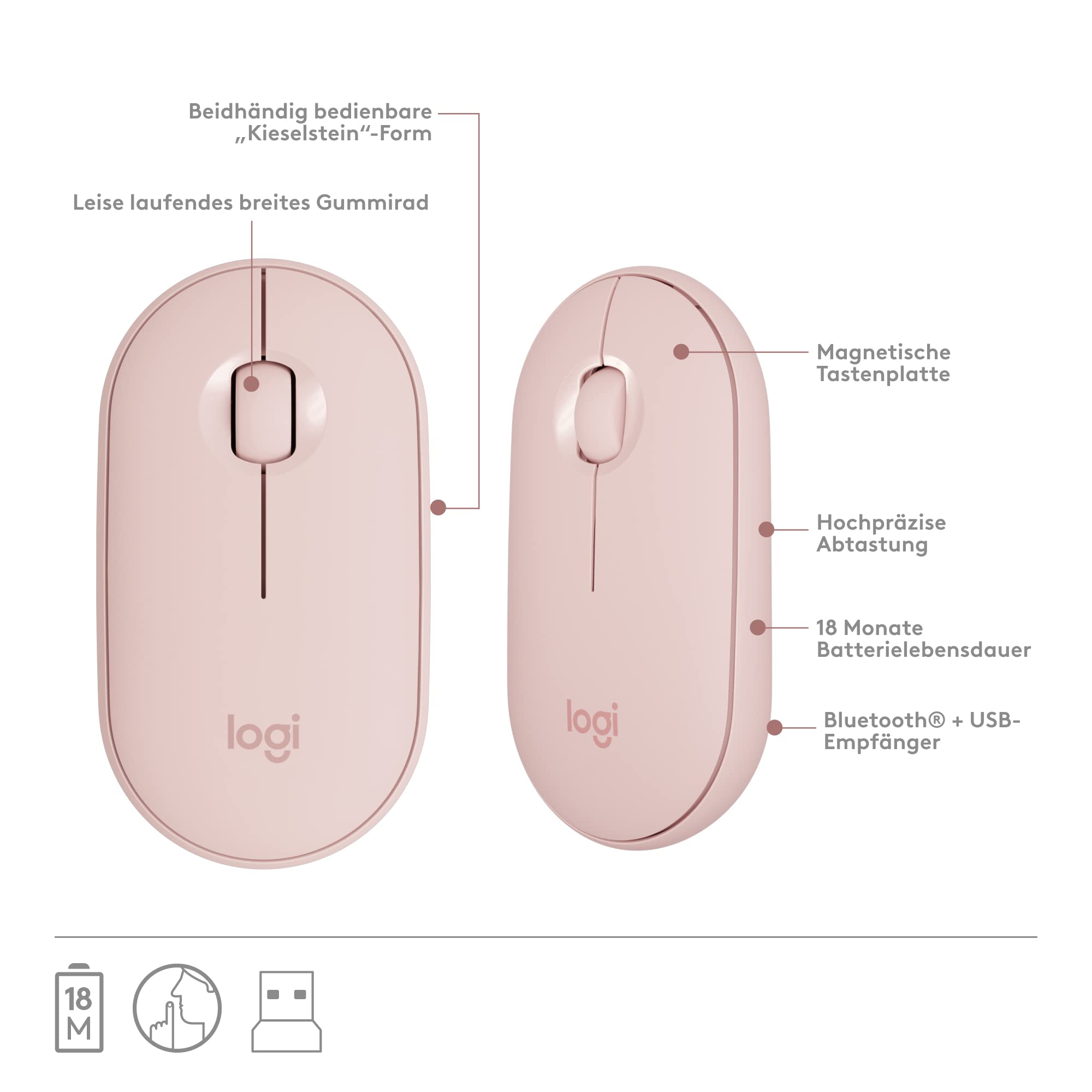 Logitech Kombination aus Maus und Tastatur, Rosa