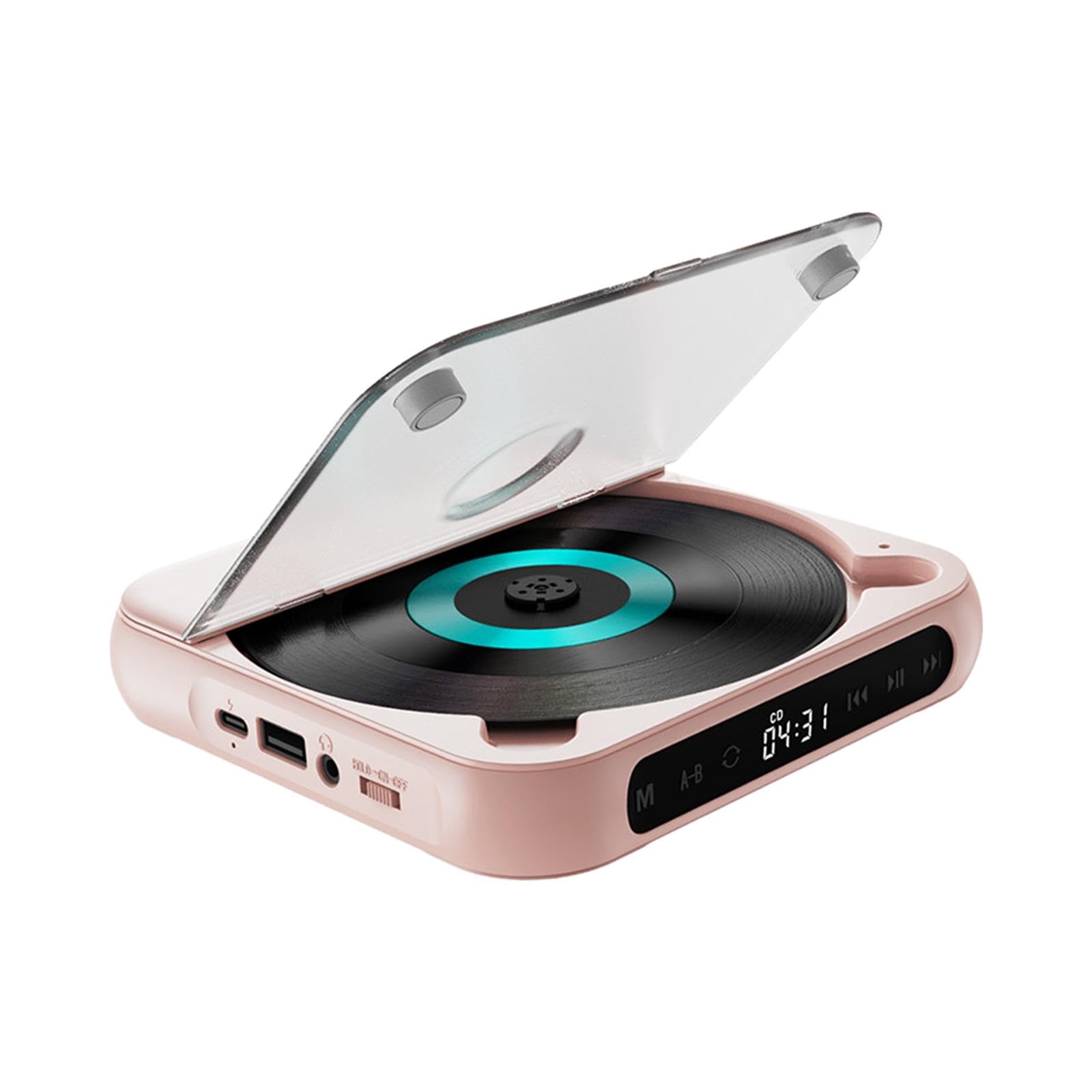 Home - Reproductor de CD compacto para amigos, estudiantes de idiomas, niños, color rosa, 135 x 135 x 25 mm