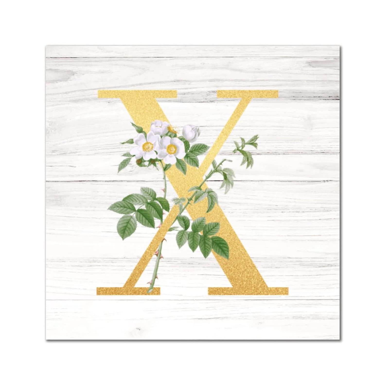 Lettre X en bois doré plaque fleur de lys décoration murale rétro maison