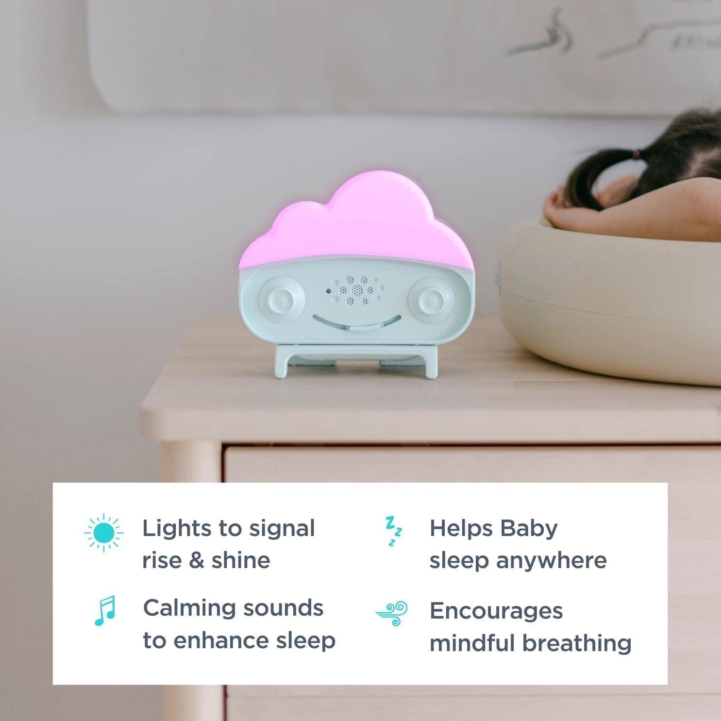 Happiest Baby SNOObie - Macchina per il rumore bianco intelligente - Macchina sonora portatile per bambini con luce notturna - 12 suoni rilassanti per l'allenamento del sonno, tè