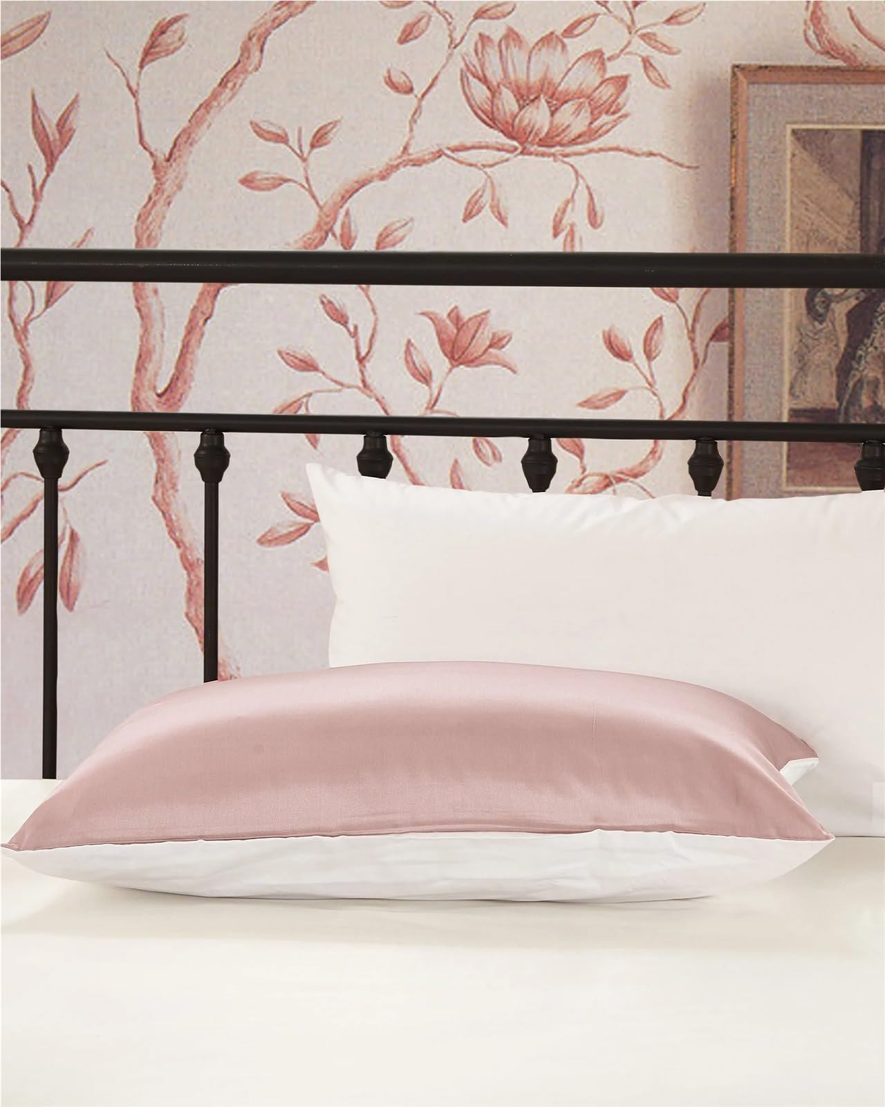Funda de Almohada Seda con Algodón for Cabello Puro Cremallera Oculta Terse Morera para Mujer(Black,50x90cm)