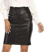 Fahsyee Women's Faux Leather Bodycon Mini Skirt - High Waist Slim Pencil Fit, Plus Size S-XXL