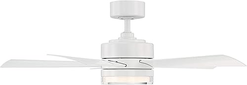 Miniatura 8 de Ventilador inteligente de techo con 5 aspas, accesorio de luz LED y control de pared para interiores o exteriores y para iOS o Android, Alexa,