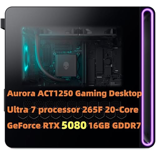 New Alien.Ware Aurora ACT1250 Gaming Desktop Ultra 7 Processor 265F 64GB RAM 2TB SSD GeForce RTX 5080 16GB GDDR7 Graphics Wi-Fi 7 1000W PSU, 240mm Liquid-Cooled CPU Win 11Home【Clear Side Panel】