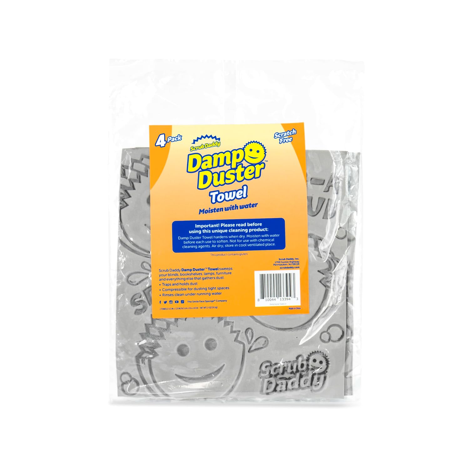 Damp Duster Towel - Durable Sponge-Like Dust Cleaner for Multisurface Dusting, Picking Up Pet Hair, Dirt & Grime of All Kinds - Reusable, Soft, Flexible, Absorbent Cleaning Supplies (4ct)