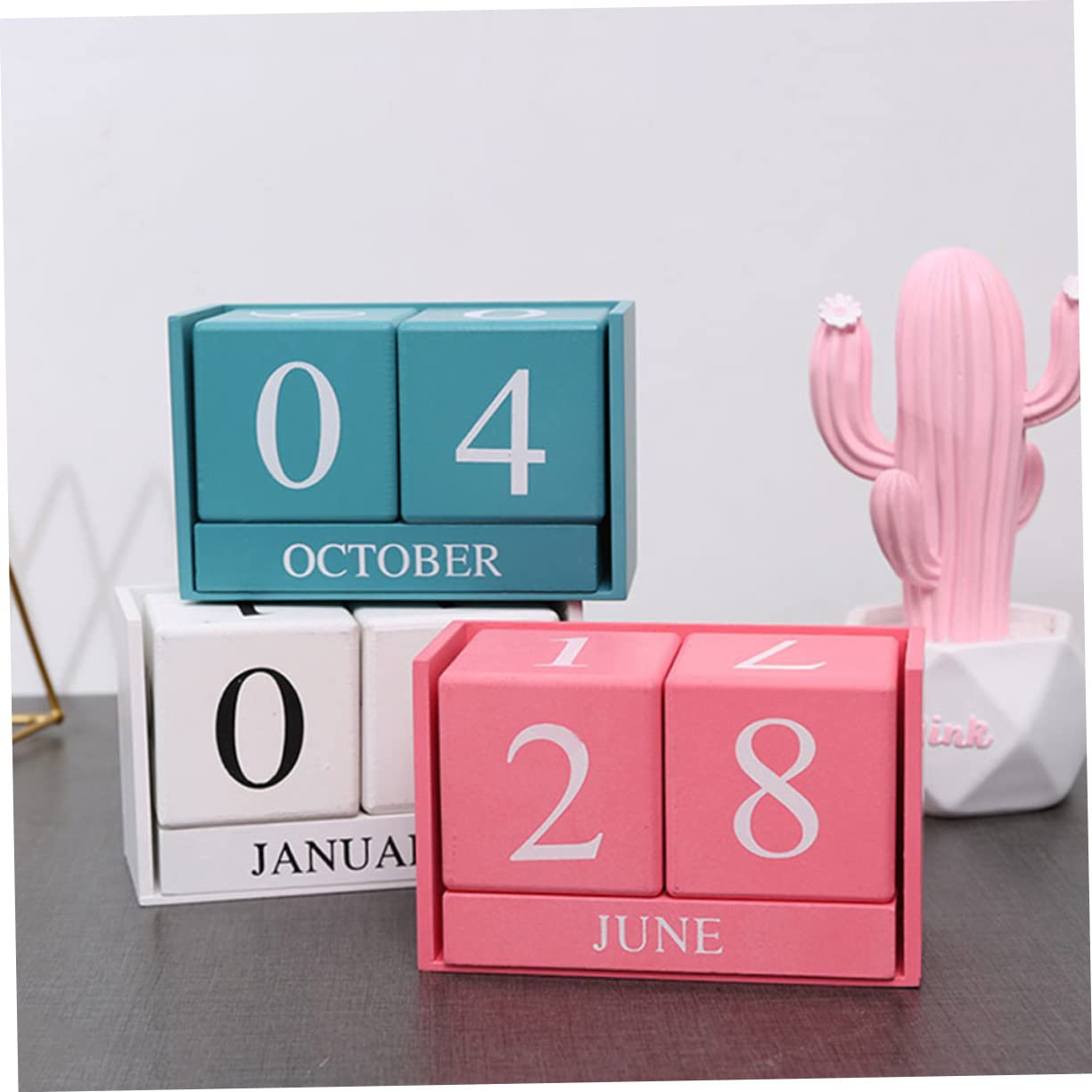 Lurrose 2 Stück Holz Tischkalender Mini Tischkalender Tischdekoration Für Den Schreibtisch Zuhause Rustikale Tischdekoration Schreibtisch Büro