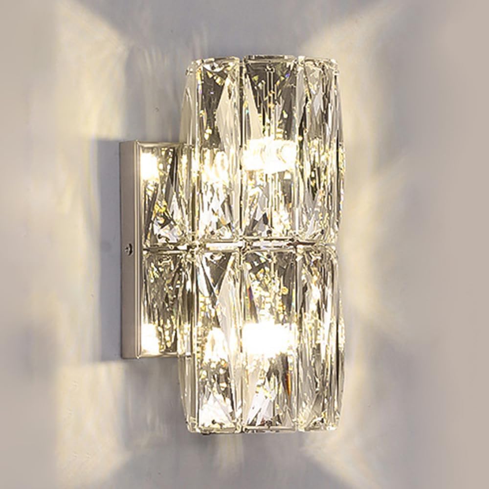 HYJAUSXB Wall Lamps Sconces Long Crystal Chrome Lights Bedroom Linear Bathroom Vanity Light Fixtures Bedside(40CM)
