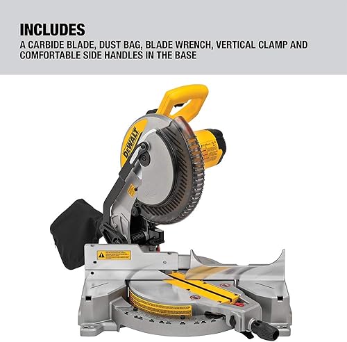 Miniatura 3 de DEWALT - Sierra de inglete, con bisel único, compuesta de 10 pulgadas, 15 amperios con gafas de seguridad (DWS713 y DPG82-11C)