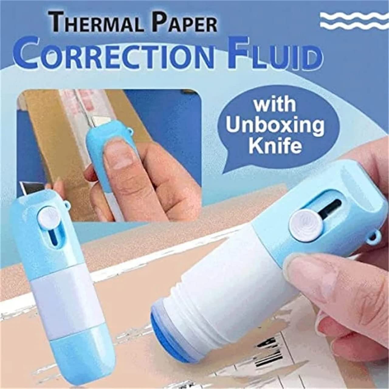 VIPREKHO Thermal Paper Correction Fluid with Unboxing Knife | Protection Artifact | Lightweight Design | Anti-Leakage | Parcel Opener (Pack of 1) 4