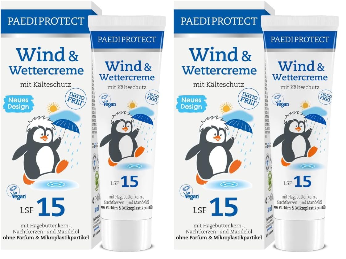 PAEDIPROTECT Wind & Wettercreme für Babys 30 ml, Pflegelotion Kinder & Erwachsene mit LSF 15, mit Hagebutte zum Schutz vor Kälte, Wind, Nässe, Wundschutzcreme zur Beruhigung gereizter Hautstellen