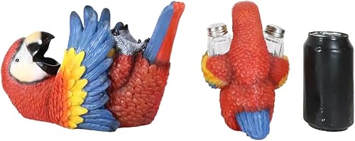 Miniatura 8 de Ebros Gift Paquete de 2 saleros y pimenteros con diseño de selva tropical de río rojo escarlata, guacamayo, pájaro, salero y pimentero y botellero
