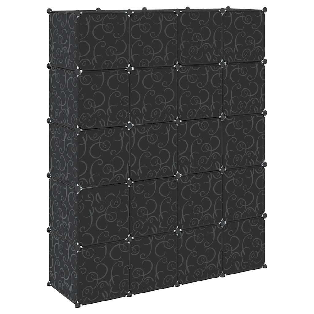 System regałów z 20 kostkami z polipropylenu, drążki do zawieszania i drzwi, 144,5 x 46,5 x 179 cm, możliwość układania w stos, do szafy na ubrania, system porządkowania garderoby