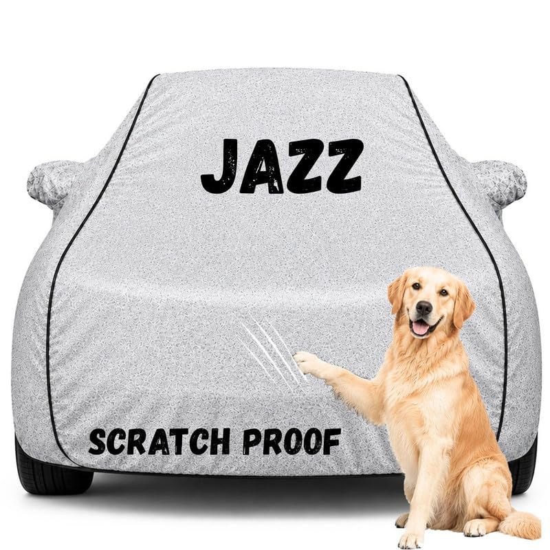 Image of Pure Fabric Silver 100% Waterproof Jazz Car Cover | Polyester Car Body Cover for Rain & Sun | UV Protection, Dustproof, Scratch Resistant, Windproof, Heat Resistant, Custom Fit