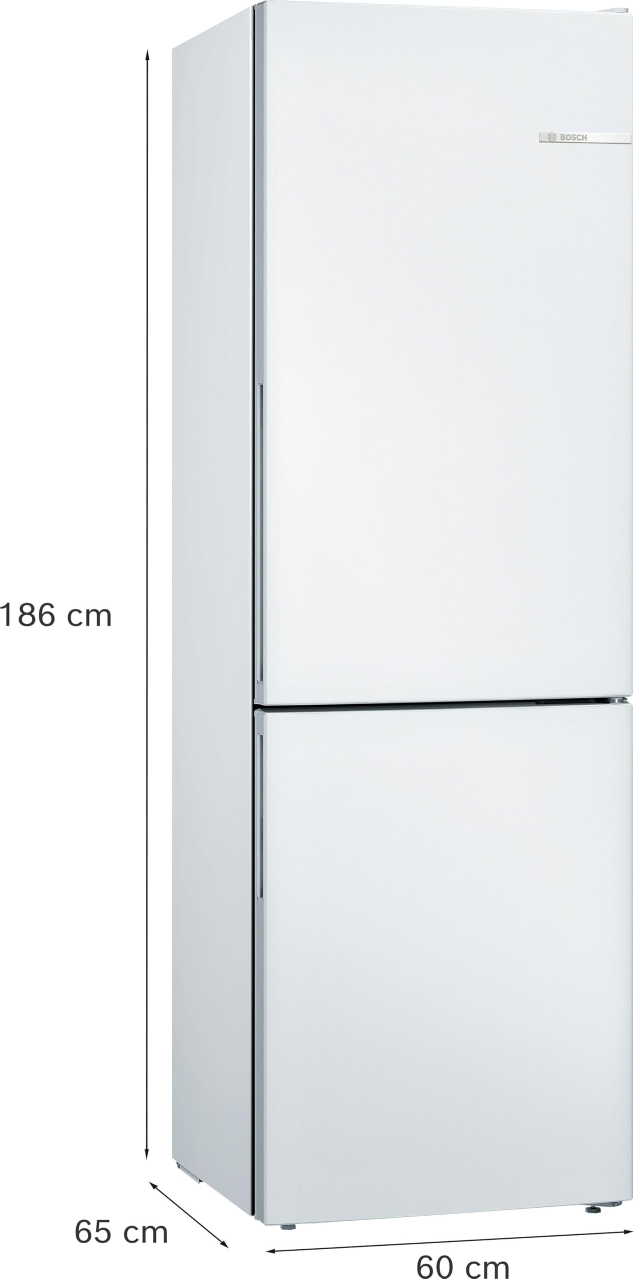 Bosch KGV36VWEAS Série 4 - Réfrigérateur combiné, pose-libre, éclairage LED | 186 x 60 cm, Blanc, 308 L, VitaFresh, LowFrost, VitaFresh