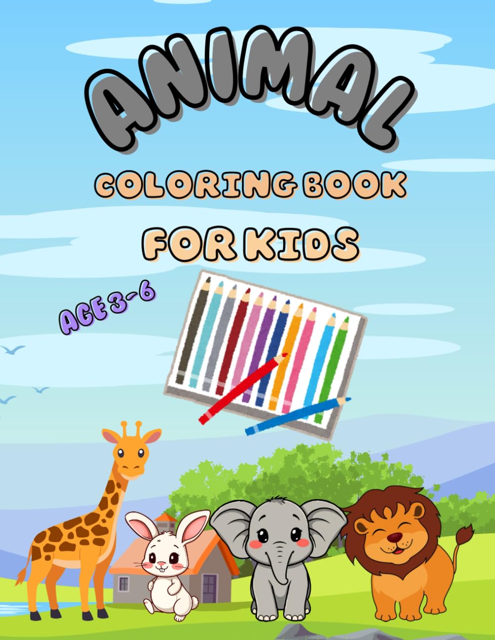 Alphabet Animals Coloring Book for Kids Ages 3–6: Simple ABC Coloring Pages for Preschool and Kindergarten