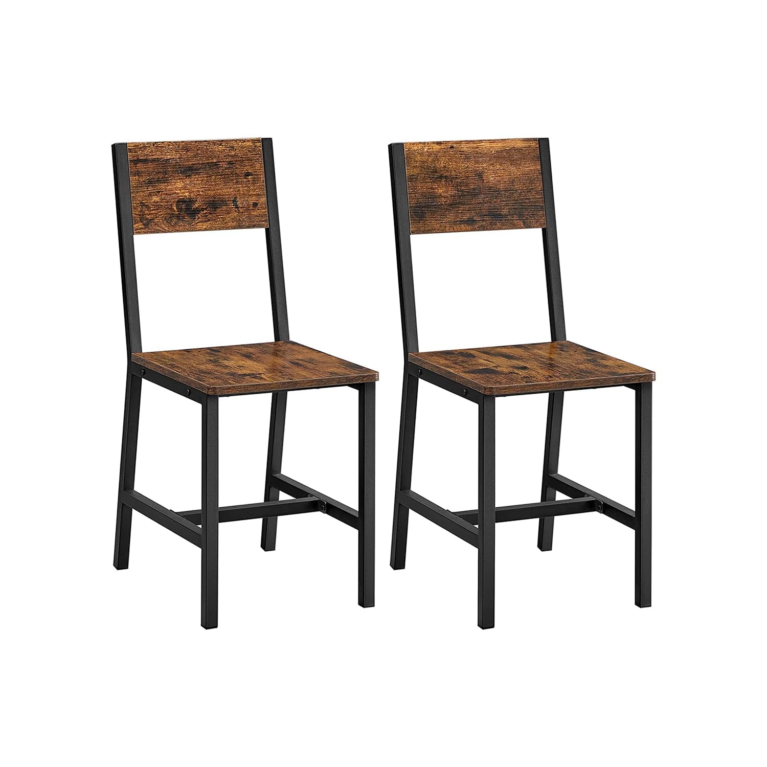 VASAGLE Dining Chair Set of 2, Steel Frame, Industrial, for Dining Room, Living Room, Kitchen, Rustic Brown and Ink Black LDC092B01V1