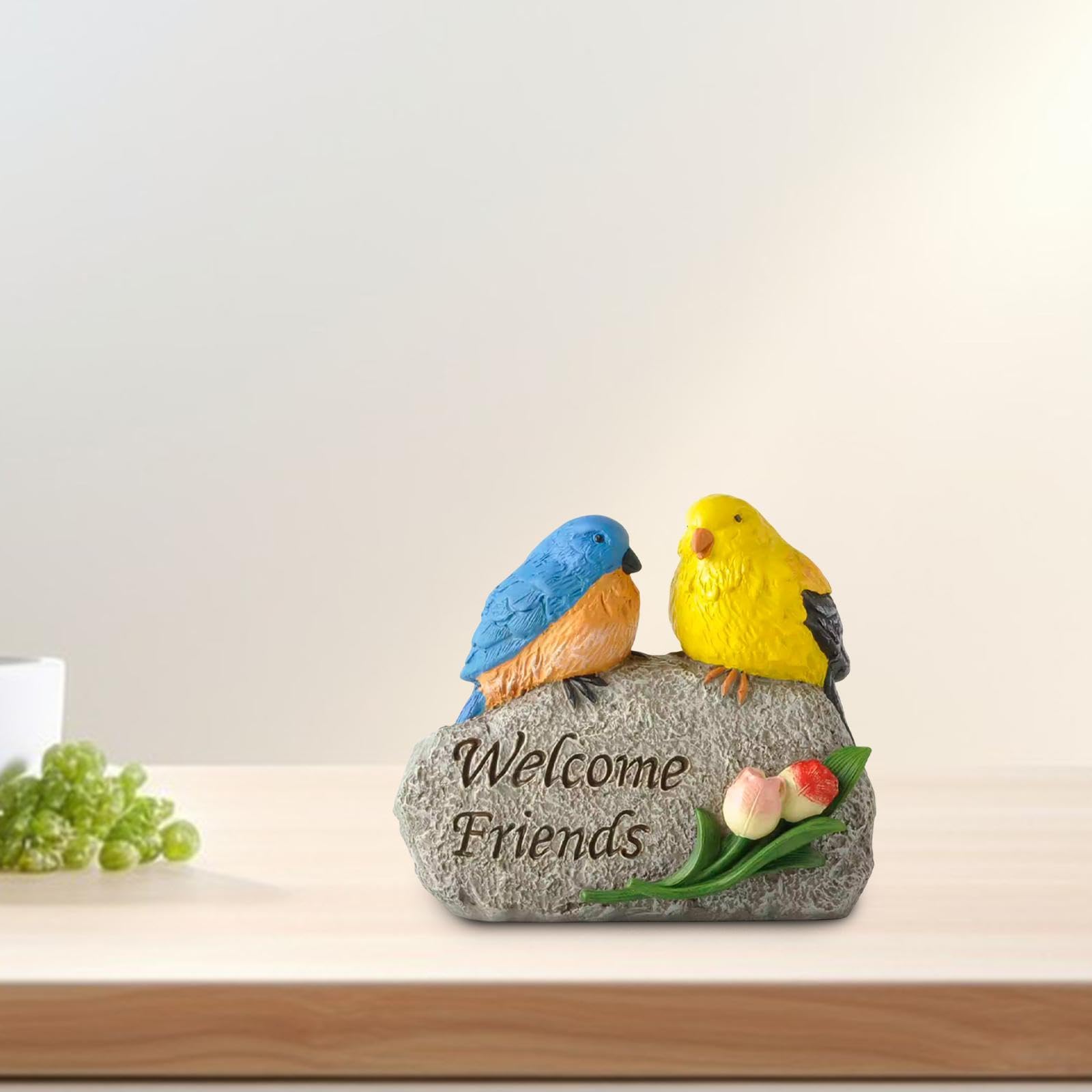 【石材彫刻】鳥と葉のオブジェ Amazon.co.jp: Qialexicon 石の鳥の置物彫刻家の装飾家の装飾樹脂庭園