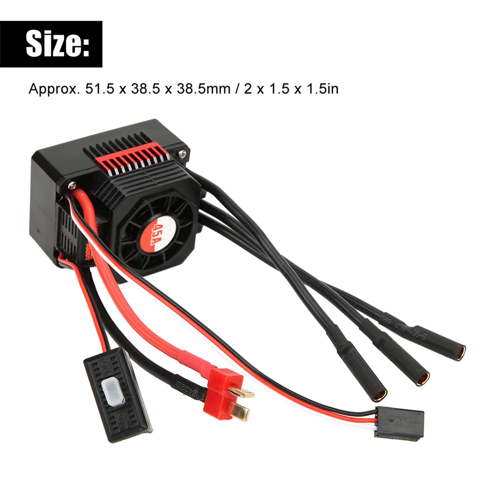 SURPASS 45A Wodoodporny, odporny na kurz elektryczny regulator prędkości ESC RC Akcesoria do samochodów 1/10 Bezczujnikowy silnik bezszczotkowy Czerwony Czarny 51,5 x 38,5 x 38,5