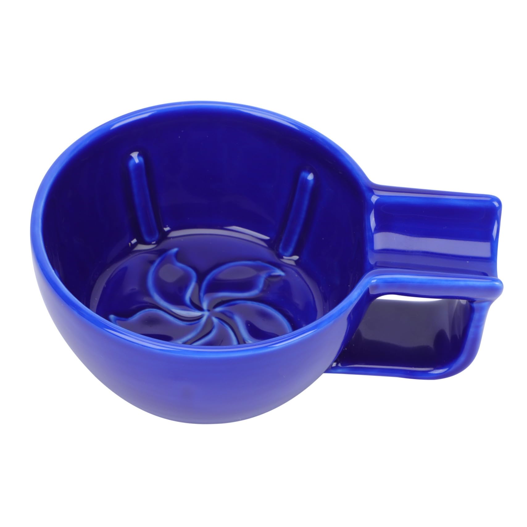 STOBAZA Ciotola da Barba in Materiale Ceramico Azzurro con Manico Design Ergonomico e Grande Capacità per Rasatura Casalinga per Uomini Funzione di Pulizia e Lavaggio Personale