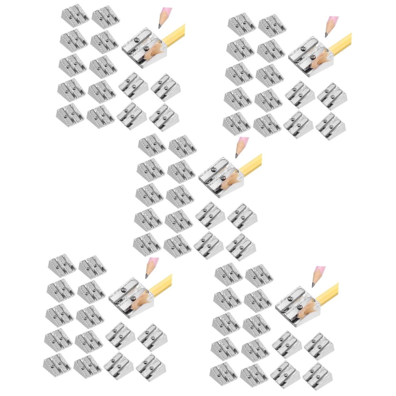 100 Stück Teiliges Metall Bleistiftspitzer mit Doppel Handlicher Kompakter Anspitzer für Büro Schule und Künstler Leichte Aluminiumlegierung Ergonomisch Glattes Schärfen Tragbar