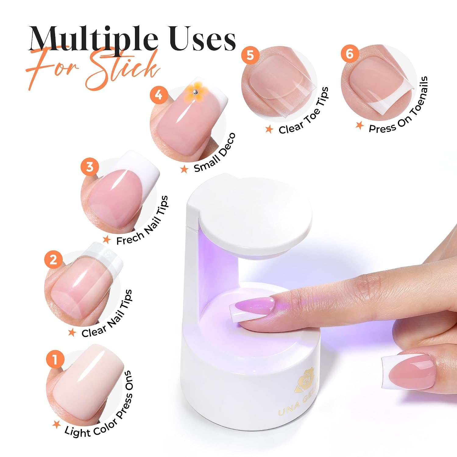 UNA GELLA Nagelkleber für Kunstnägel 40ml, Fester Soak Off Nagelkleber, Aushärtung mit Lampe erforderlich, Starker Kleber für Acryl Nägel, Fake Nails, Extensions & Press On Nails, Gelly Tips