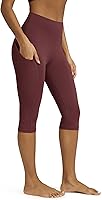 Vista 60 de ODODOS - Leggings capri de cintura alta para mujer con bolsillos, control de abdomen, no se transparentan, para entrenamiento atlético, running