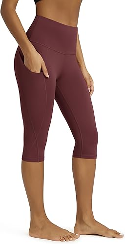 Miniatura 275 de ODODOS - Leggings tipo capri de mujer, no se traslucen y modelan el abdomen, con cintura alta y bolsillos; para hacer yoga, atletismo, ejercicio