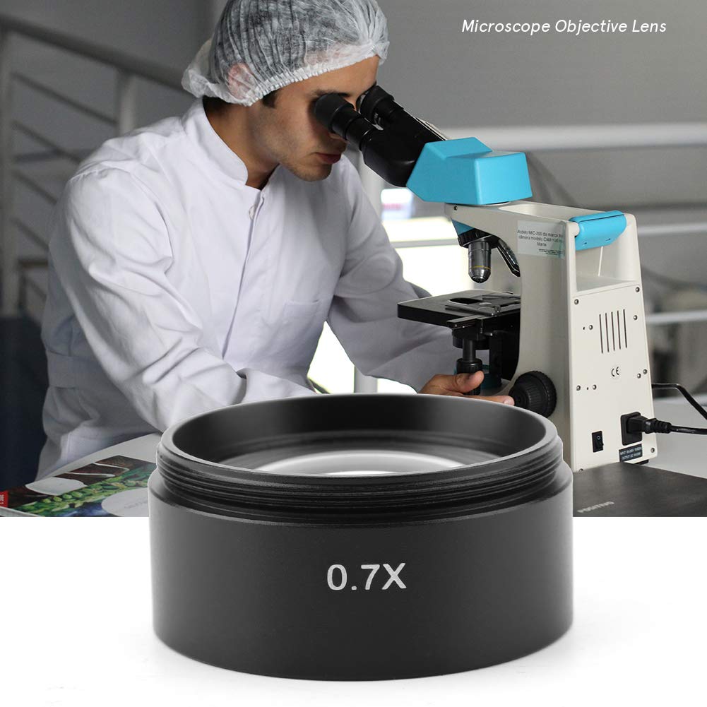 Auxiliary Objective Lens, KP-0.7X 48mm Mounting Thread Auxiliary Microscope Objective Lens Microscopio Trinocular for Stereo Industry Video Microscope