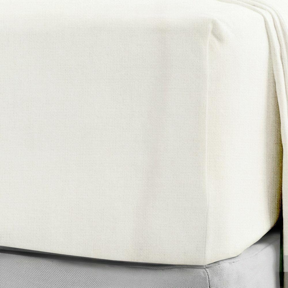 Extra Deep Flannelette Fitted Sheets 100% Brushed Cotton Thermal Plain Super Soft Warm Cosy 40cm 16" Deep Fitted Sheets (Cream, Single)