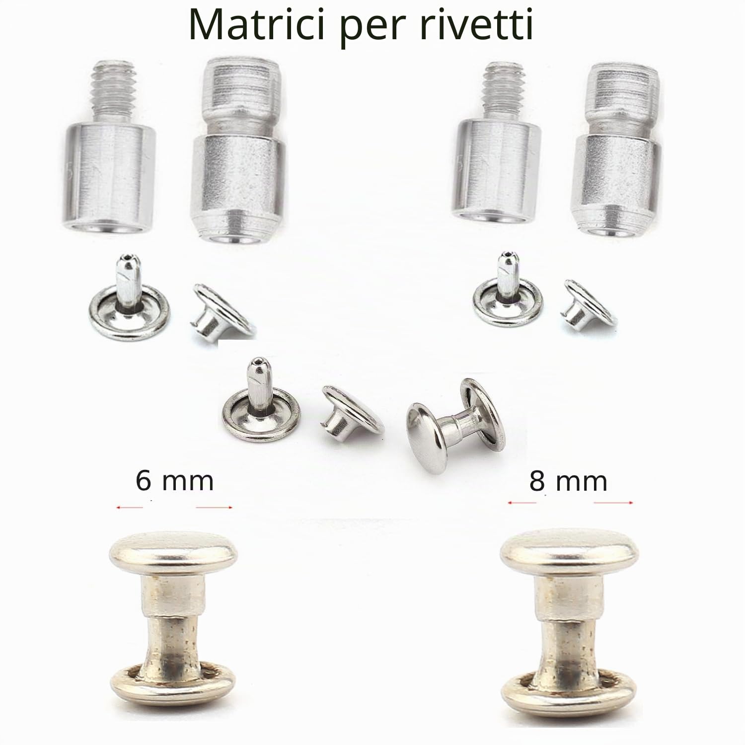 DIE-SET-10 - Set di macchine a pressione manuale con fustelle essenziali per bottoni a pressione, occhielli di tenuta, rivetti, bottoni automatici e punzonatrici