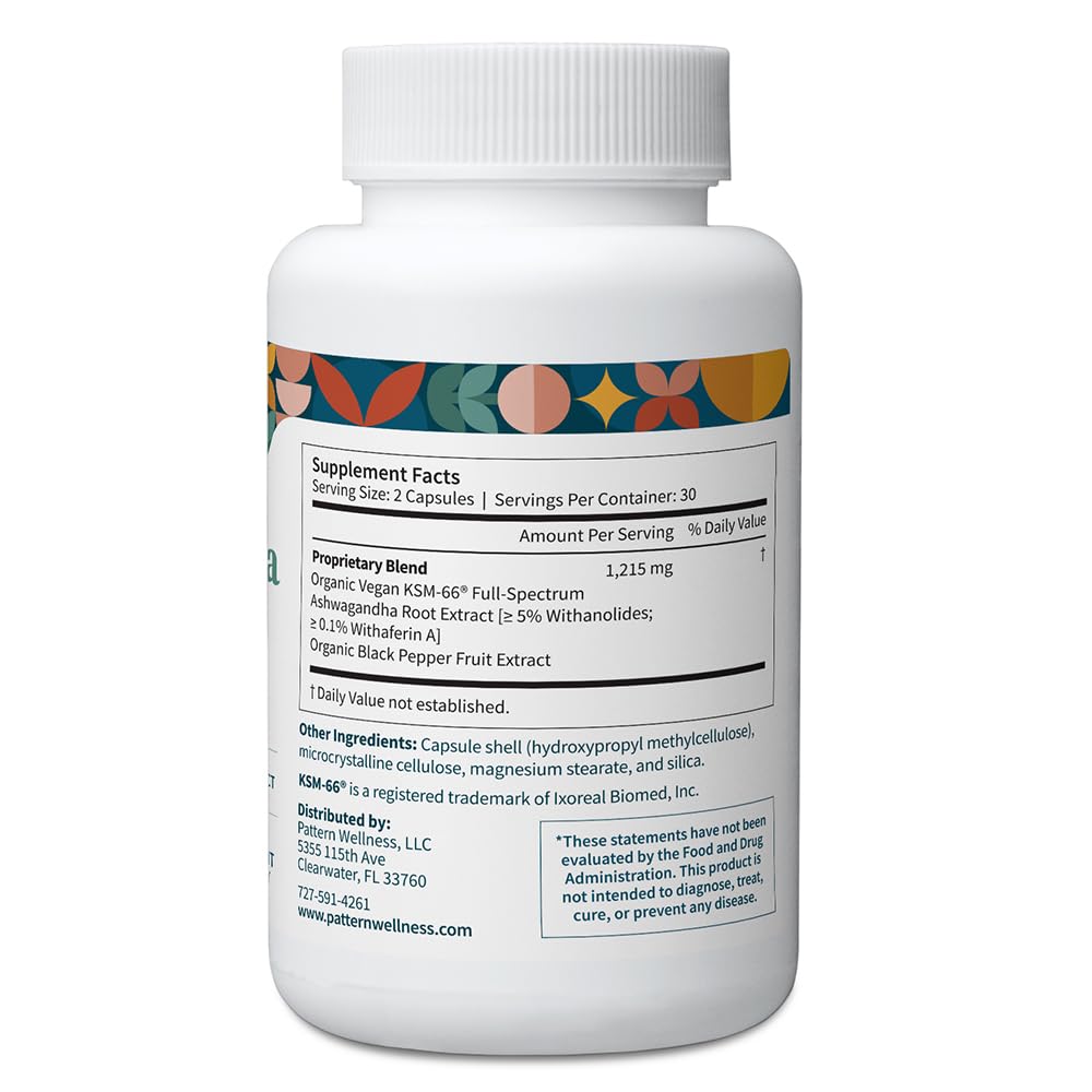 Pattern Wellness Ashwagandha Complex Supplement – 60 Vegan Capsules — Amazon image 3