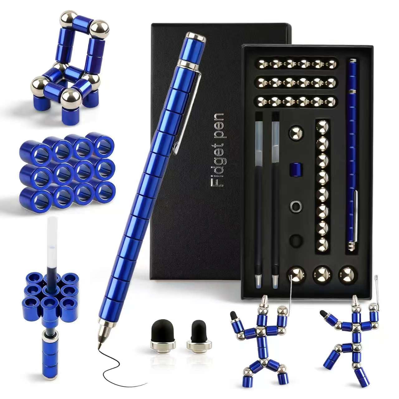 Magnetic Fidget Pen, MAIGELITE Magnet Pen Decompression Toy Cool Gadgets Finger Toy for Anxiety Relief & Focus Birthday Gifts for Teenage Boy Girl 10 11 12 13 14 15 Year Old (Blue)