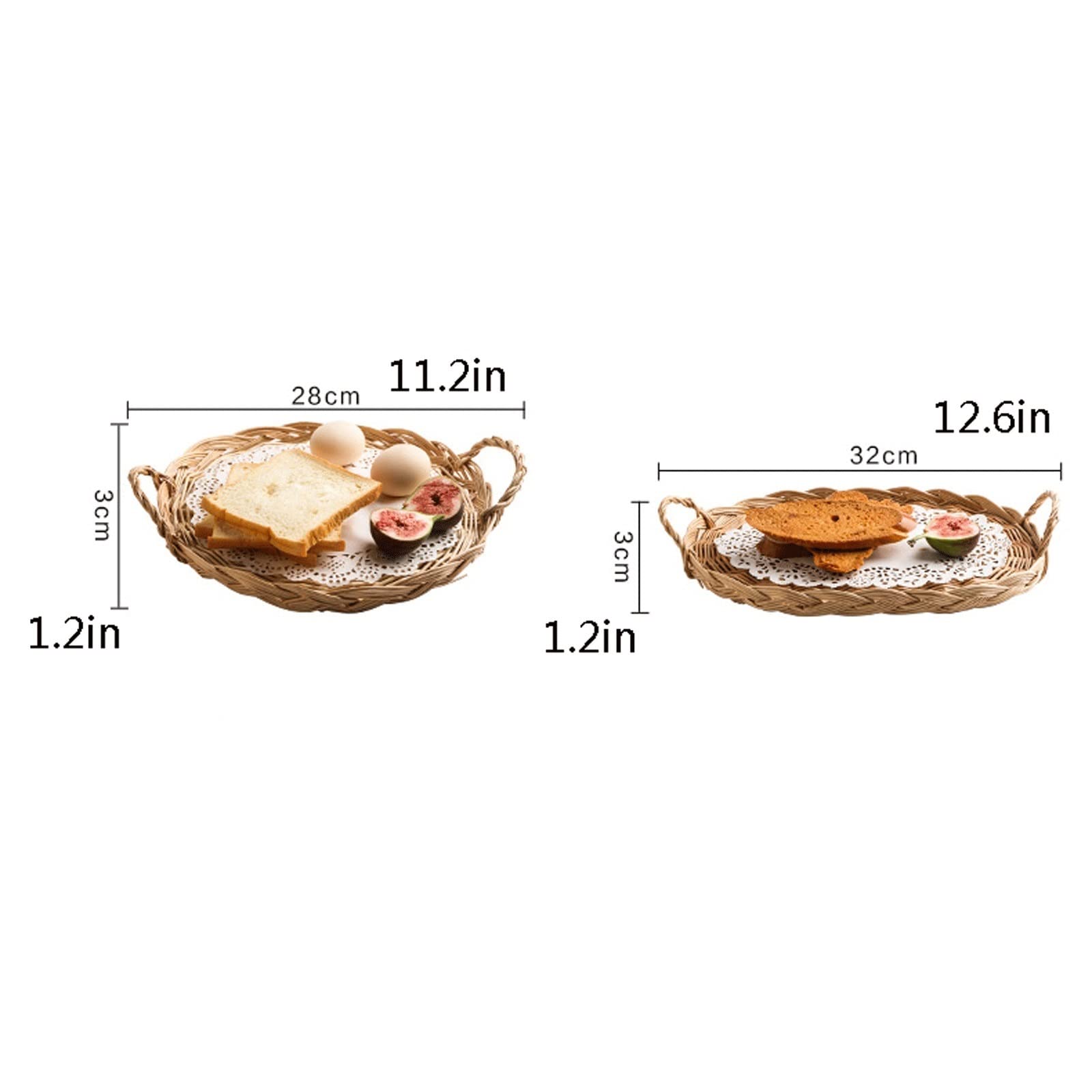 Bandeja Decorativa con asa, Bandeja Tejida a Mano, Bandeja Multifuncional Antideslizante para bandejas, Restaurante, Fiesta, Mesa de Centro (A)