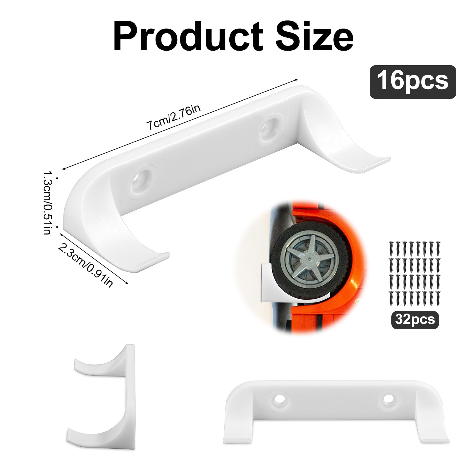 16pcs Car Display Wall Mount, Wall Mount Display Champion Wall Holder Car Wall Stand Shelf Rc Car Wall Rack Sturdy Wall Bracket Speed Display Compatible with Lego