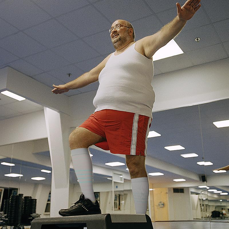 CUBlEX 4 Pairs Plus Size Compression Socks Unisex 20-30mmHg Knee high XXL- XXXXL for Woman & Man3