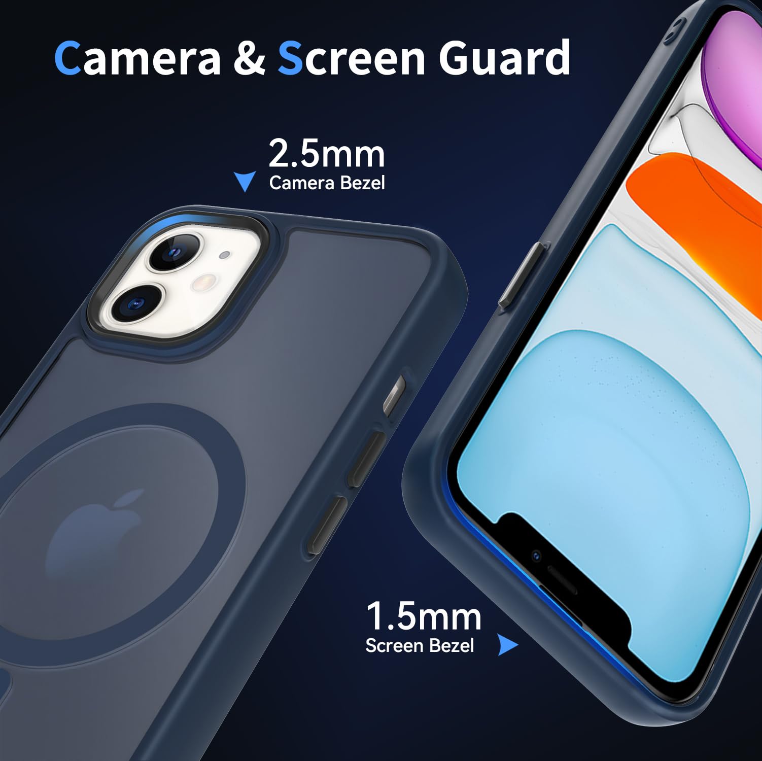 AOMYKE Cover Magnetica per iPhone 11, Custodia iPhone 11 Compatibile con MagSafe, Traslucida Opaca Posteriore Sottile PC+TPU Bumper Antiurto Case - Blu
