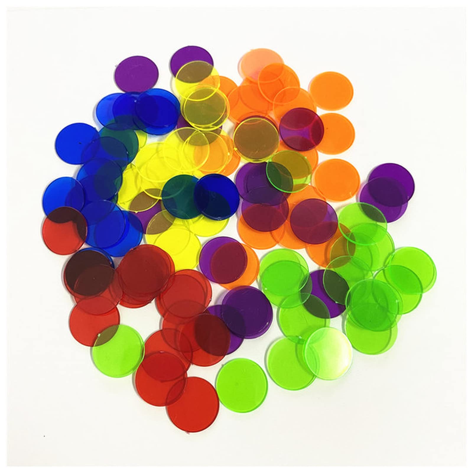 Lnemyqrs One Color Poker Chips 100Pcs 1.5Cm Plastic Poker Chips 15Mm Casino Bingo Markers For Fun Family Club Carnival Bingo Game 6 Colors Chips(Mix