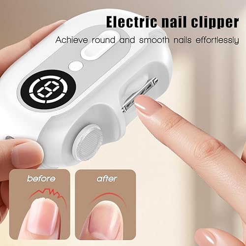 Miniatura 2 de Cortaúñas eléctrico para personas mayores y bebés, 4 en 1, 2 velocidades, cubierta magnética, almacenamiento de restos de uñas, recargable por USB,