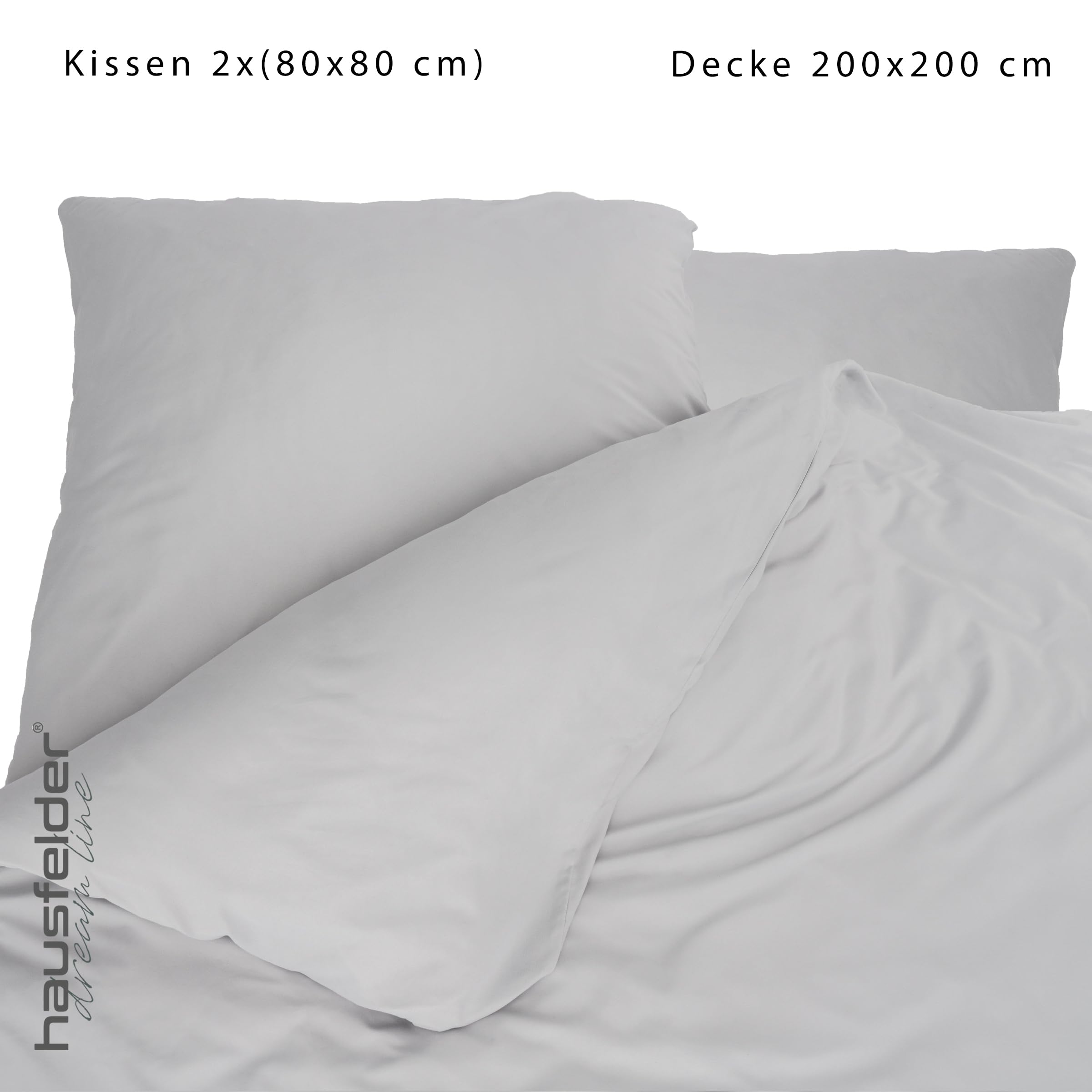 Hausfelder Parure De Lit 200x200 Cm Avec 2 Taies 80x80 Cm - Microfibre Respirante Anthracite Made In Green