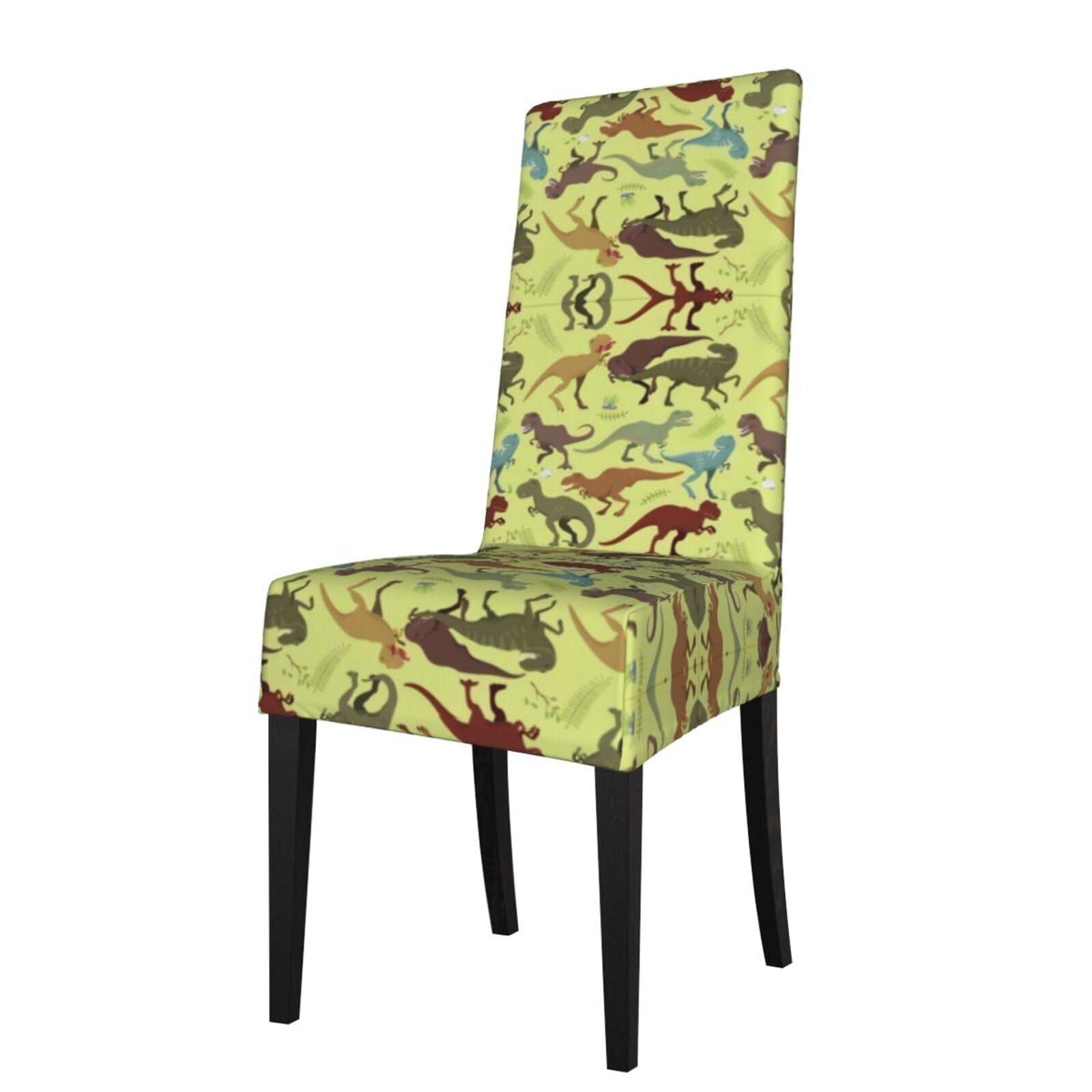 HLSBSSL Dinosaurs Printed dining chair covers, wrinkle-resistant and iron-free, suitable for hotels, banquets, and conferences