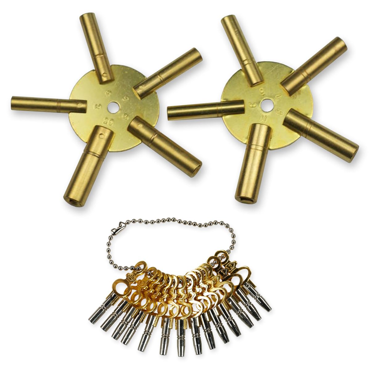 Genericset Clock And Pocket Watch Winding Keys Brass Spider Key
