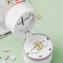 Cortador de comprimidos, divisor de comprimidos 4 em 1 para pequenos comprimidos com lâmina de aço inoxidável, triturador de comprimidos em pó fino, corte preciso e fácil em metade ou quatro, adequado