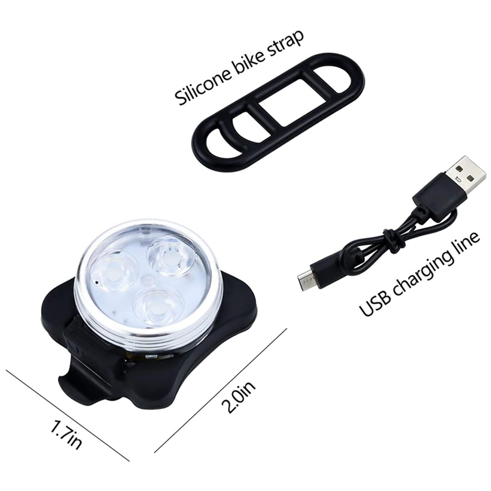Set di Luci per Bici Ricaricabili USB, Luce Frontale (Luce Bianca) e Luce Posteriore (Luce Un LED) per Accessori per Biciclette da Strada, 6 Set