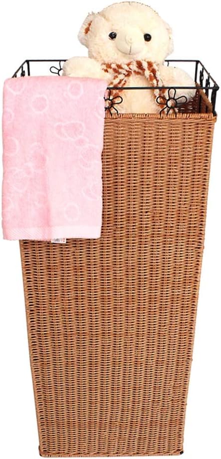 Storage Basket LQ Rattan Plastic Preparation Laundry Basket Imitation Rattan Bamboo Basket Dirty Clothes Zero Food (Size : Style Two) ()