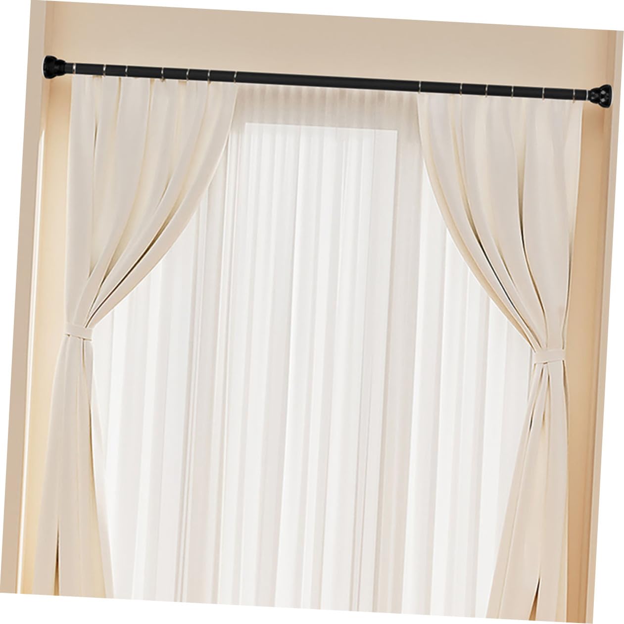 NUOBESTY 2 Pcs Barras de Cortina Telescópicas Ajustables, Barra para Cortina de Ducha y Ropa, Instalación sin Perforar, Adecuado para Baño y Armario