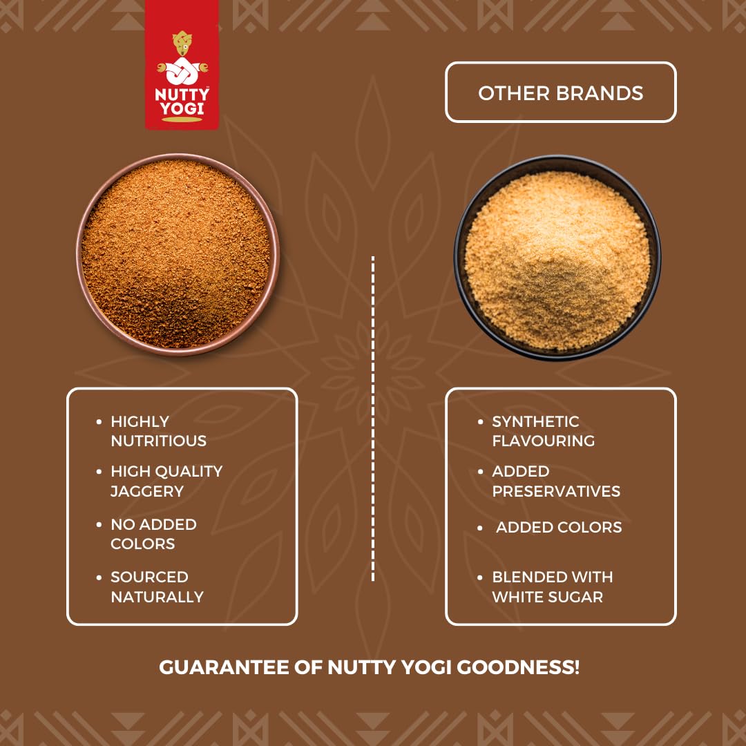 Nutty Yogi Dark Jaggery Powder 2kg (Pack of 1) | Low GI, High in Nutrients, 100% Organic, Sweetener, Caramel Flavour, Tea, Original Gur, Gud 4