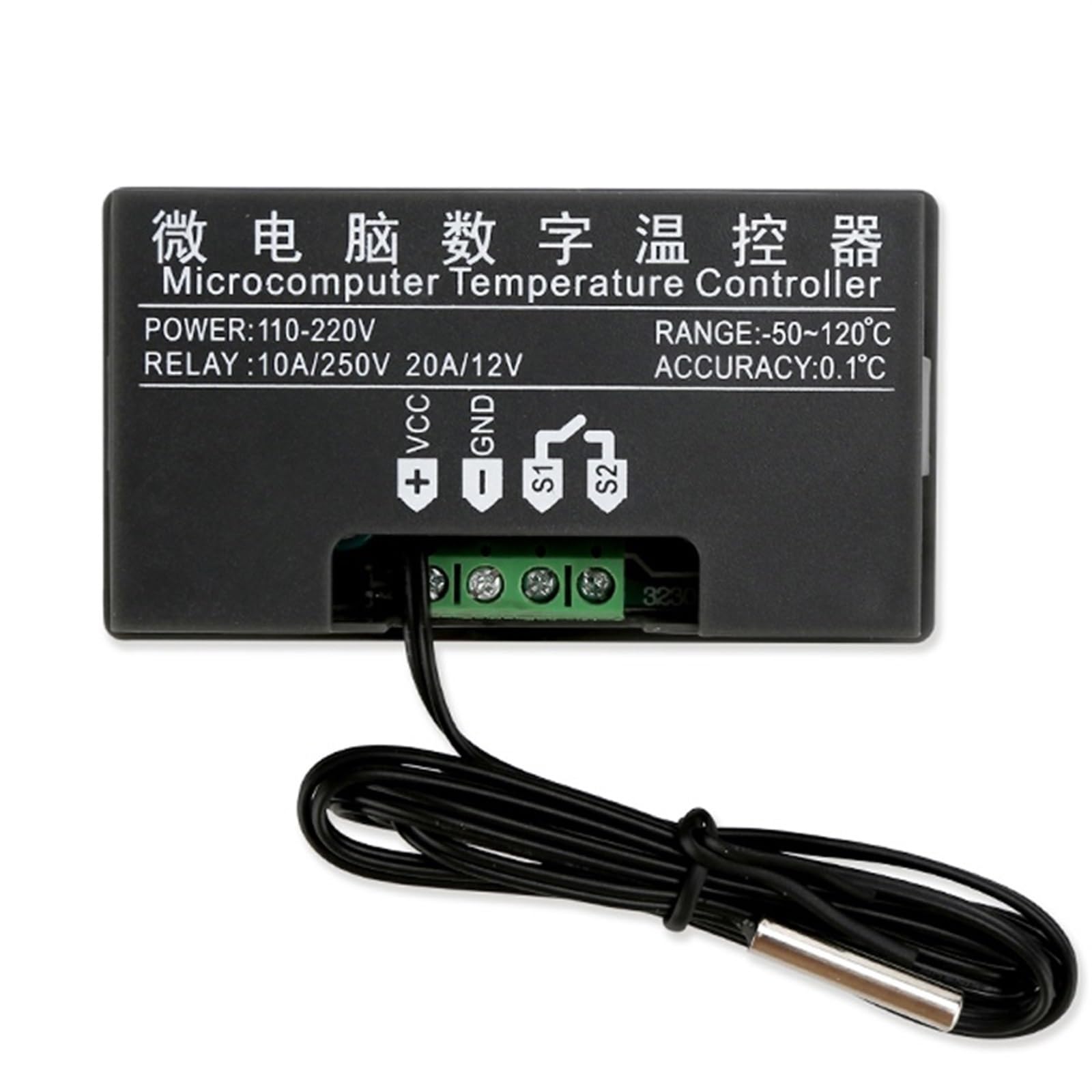W3230 Digitaler Mini-Temperaturregler Thermostat Relaisausgang 12 V 24 V 220 V Regler Heizung Kühlung Steuerung mit Sensor (Color : AC 220V)
