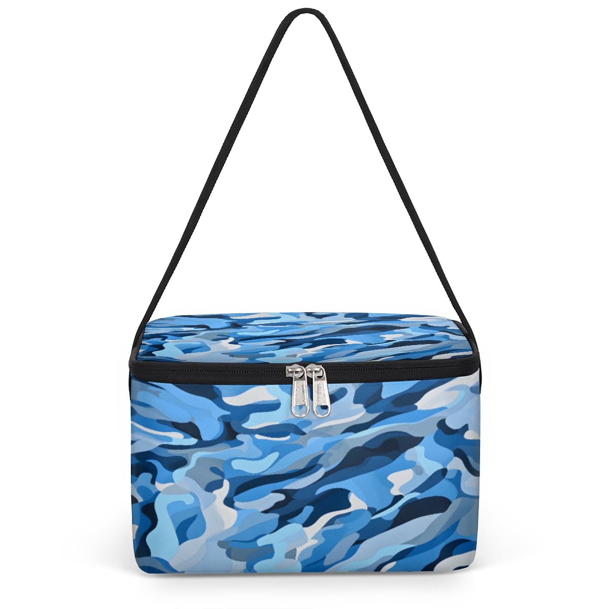 GzLeyigou Blue Camouflage Lunch Bags for Women Men 9 Cans, Hot & Cold Food Delivery Bag Insulated Grocery Bag Insulated Lunch Box Abstract Camo Skin Cooler Bag for Office Work Picnic Beach