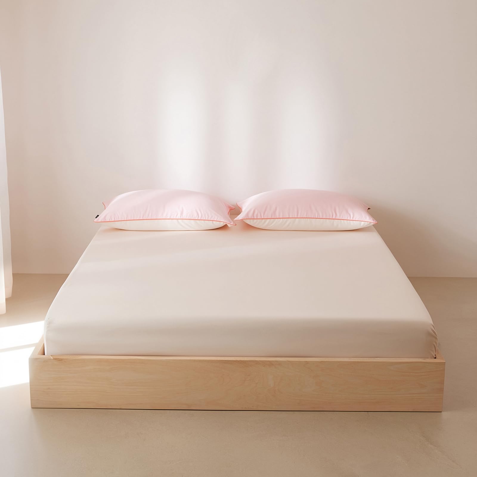 Drap housse 150x200 rose en coton doux pour éliminer les plis de matelas et la transpiration