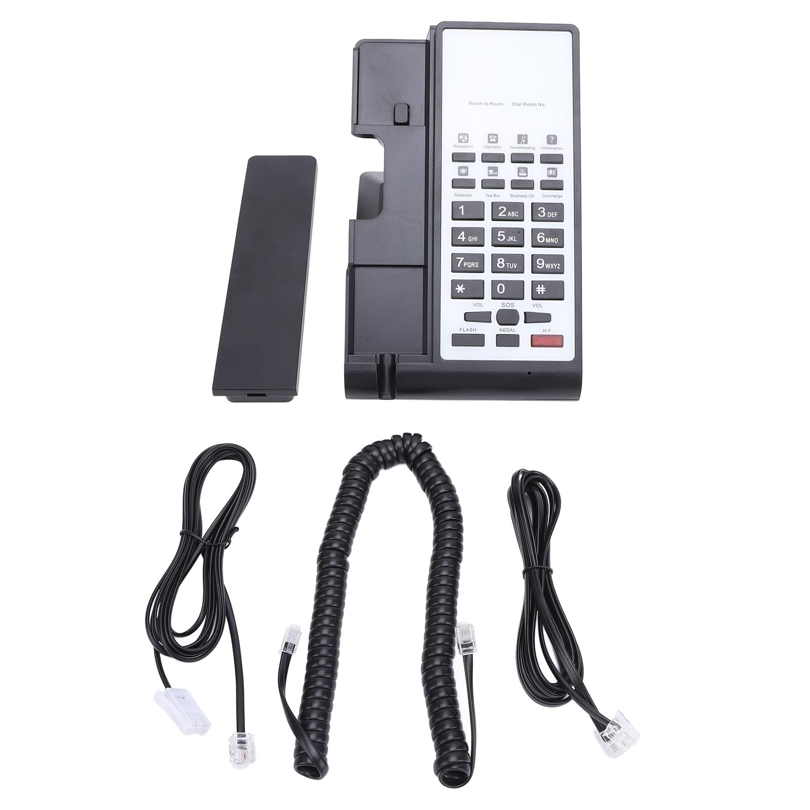 Hotel Business Telefono con Filo Amplificazione Vocale Indicatore di Chiamata in Vivavoce Bianco ABS 1 Set